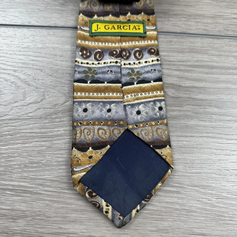 J Garcia Men's 100% Silk Abstract Design Neck Tie Multicolor 3.5
